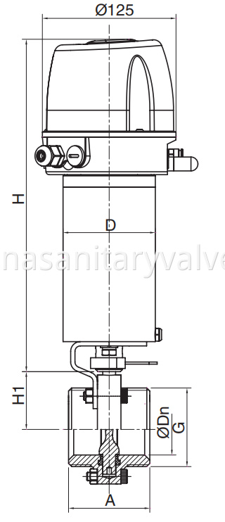 3A Hygienic Intelligent Pneumatic Butterfly Valve Male end